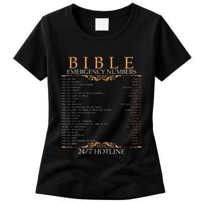 Bible Emergency Hotline Numbers Bible Verse Scripture Womens T-Shirt