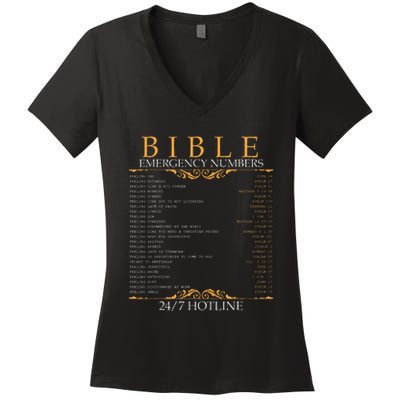 Bible Emergency Hotline Numbers Bible Verse Scripture Women's V-Neck T-Shirt