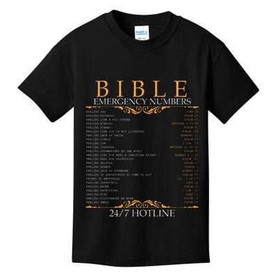 Bible Emergency Hotline Numbers Bible Verse Scripture Kids T-Shirt