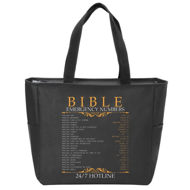 Bible Emergency Hotline Numbers Bible Verse Scripture Zip Tote Bag