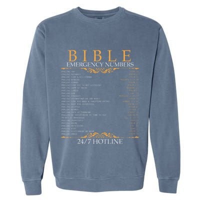 Bible Emergency Hotline Numbers Bible Verse Scripture Garment-Dyed Sweatshirt