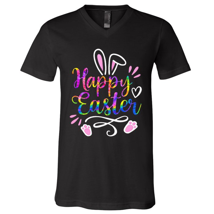 Bunny eggs hunt Rabbit Face tie dye Easter Day V-Neck T-Shirt