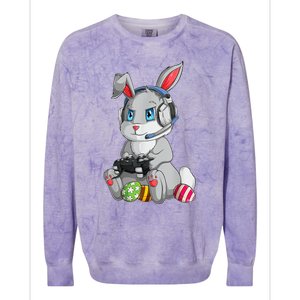 Bunny Egg hunting Gamer Happy Easter Day Colorblast Crewneck Sweatshirt