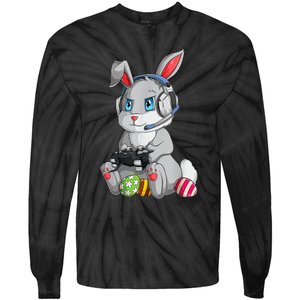 Bunny Egg hunting Gamer Happy Easter Day Tie-Dye Long Sleeve Shirt