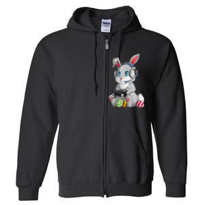 Bunny Egg hunting Gamer Happy Easter Day Full Zip Hoodie