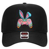 Bunny Egg hunting Gamer Happy Easter Day High Crown Mesh Back Trucker Hat