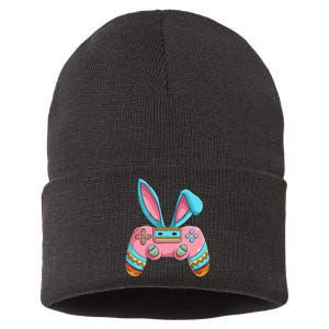 Bunny Egg hunting Gamer Happy Easter Day Sustainable Knit Beanie