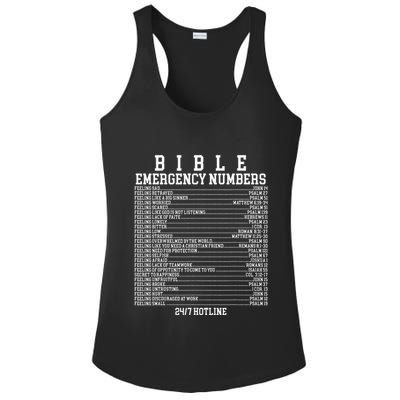 Bible Emergency Hotline Numbers Funny Christian Family Jesus Ladies PosiCharge Competitor Racerback Tank