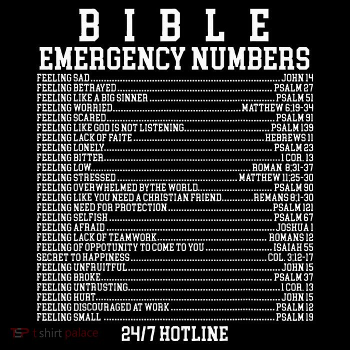 Bible Emergency Hotline Numbers Funny Christian Family Jesus Premium T-Shirt