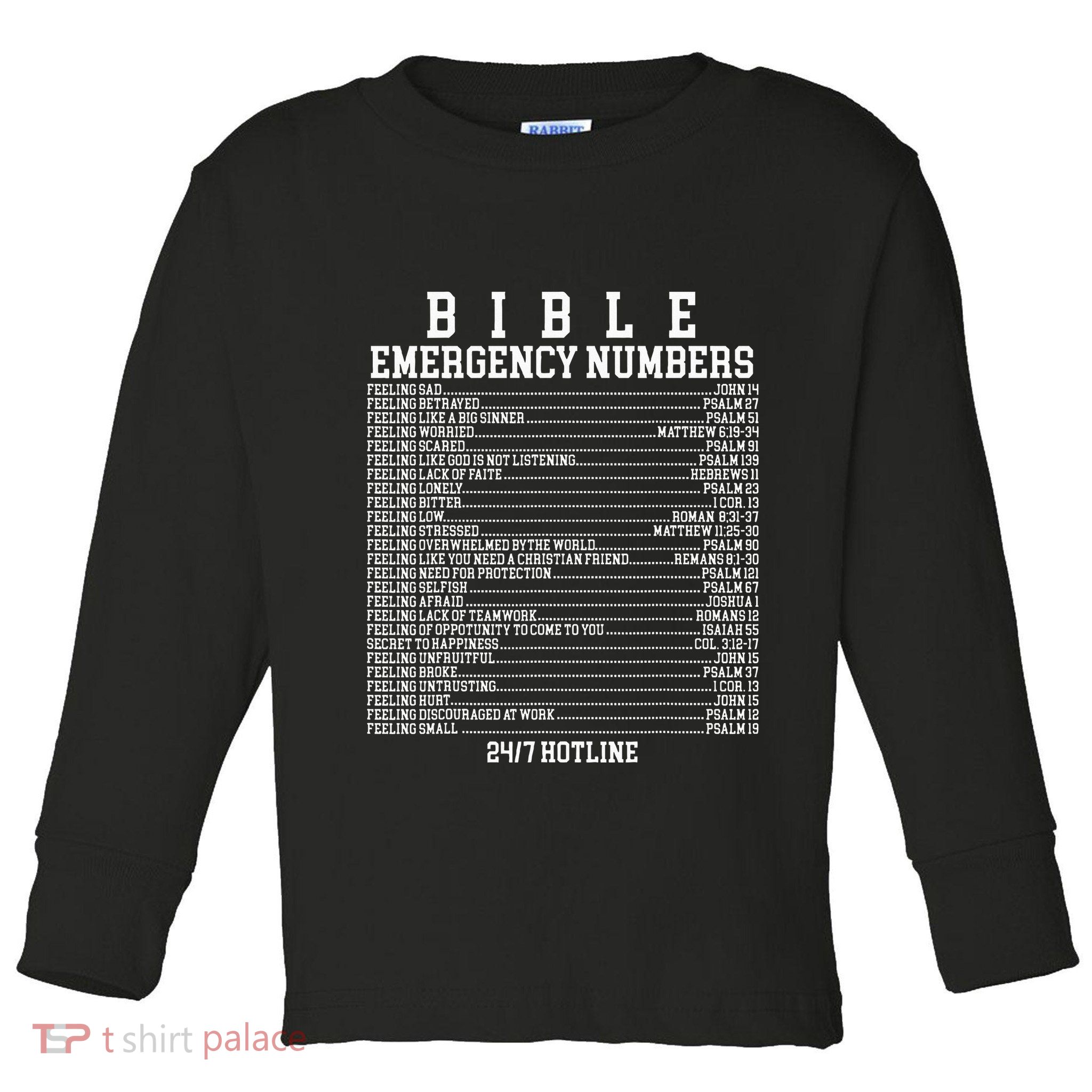 Bible Emergency Hotline Numbers Funny Christian Family Jesus Toddler Long Sleeve Shirt