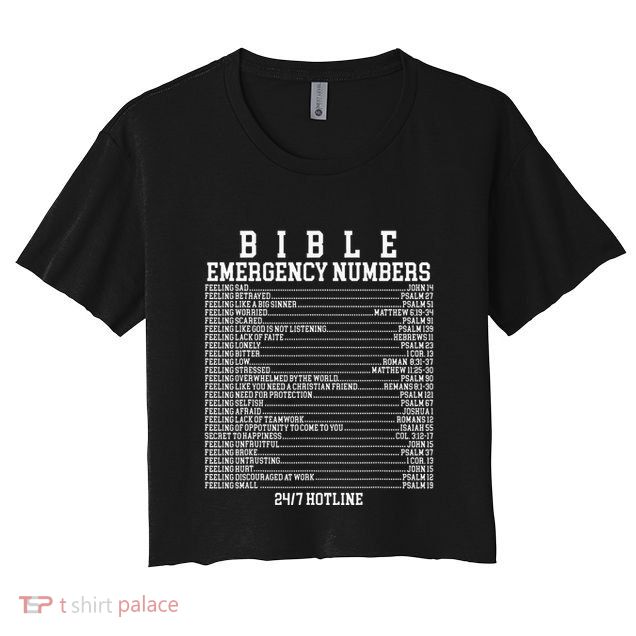 Bible Emergency Hotline Numbers Funny Christian Family Jesus Crop Top