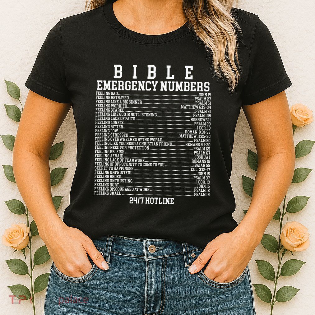 Bible Emergency Hotline Numbers Funny Christian Family Jesus Womens T-Shirt