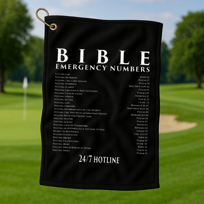 Bible Emergency Hotline Numbers Cool Christian Golf Towel