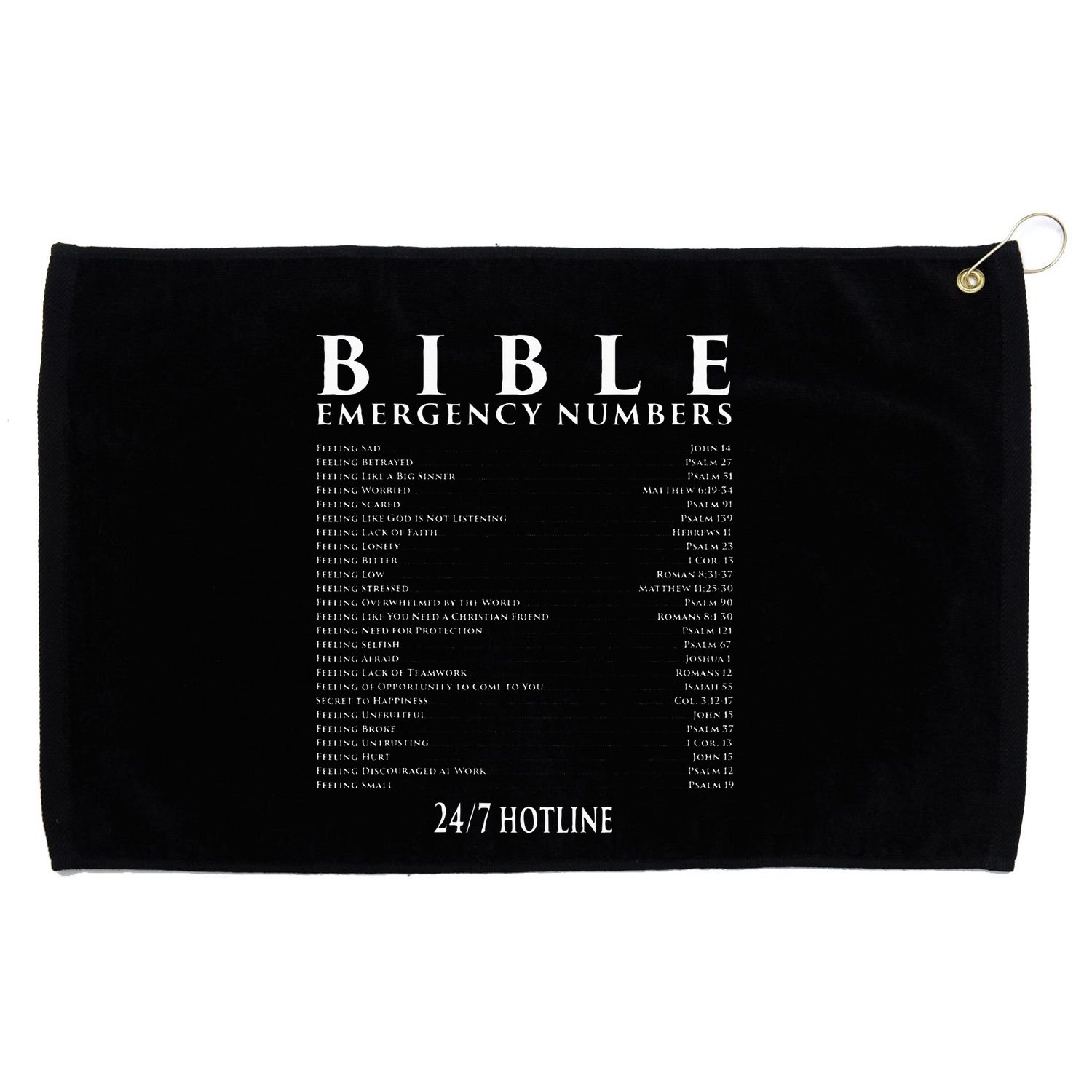 Bible Emergency Hotline Numbers Cool Christian Grommeted Golf Towel