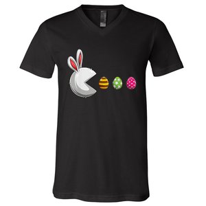 Bunny Egg Hunt Funny Gamer Happy Easter Day V-Neck T-Shirt