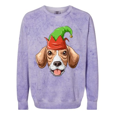 Beagle Elf Hat Christmas Beagle Gift Colorblast Crewneck Sweatshirt