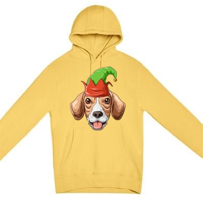 Beagle Elf Hat Christmas Beagle Gift Premium Pullover Hoodie