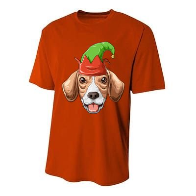 Beagle Elf Hat Christmas Beagle Gift Performance Sprint T-Shirt