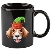 Beagle Elf Hat Christmas Beagle Gift 11oz C Handle Ceramic Mug