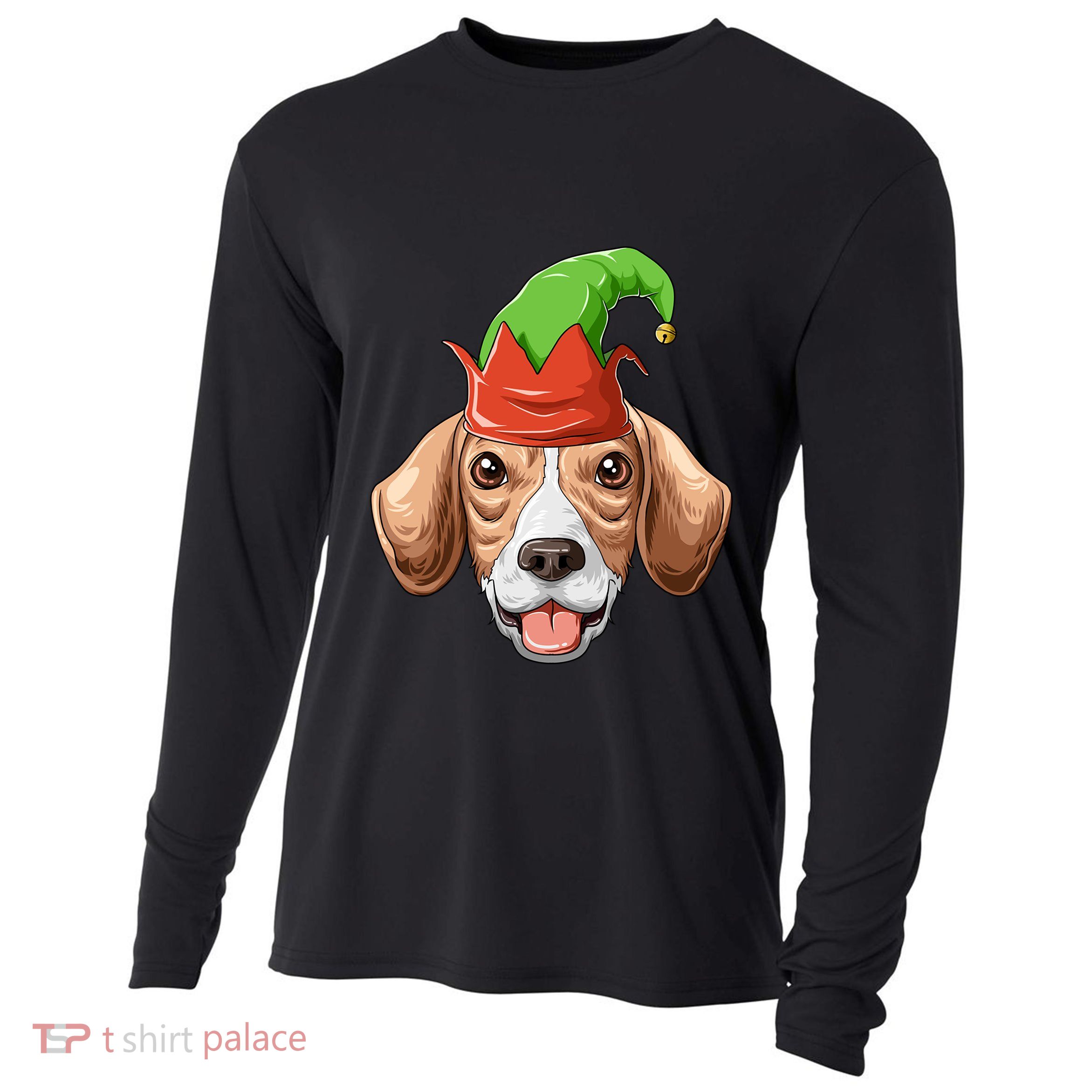 Beagle Elf Hat Christmas Beagle Gift Cooling Performance Long Sleeve Crew