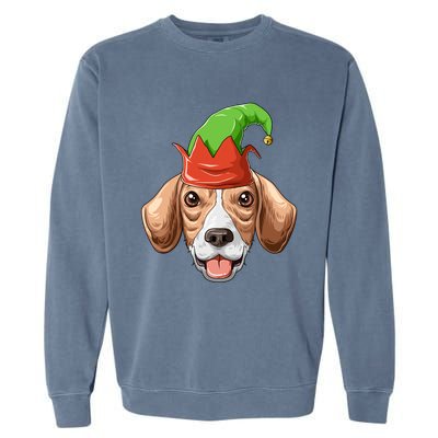 Beagle Elf Hat Christmas Beagle Gift Garment-Dyed Sweatshirt