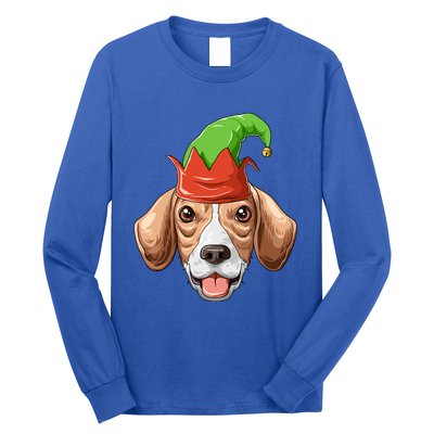 Beagle Elf Hat Christmas Beagle Gift Long Sleeve Shirt