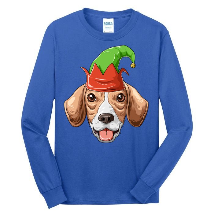 Beagle Elf Hat Christmas Beagle Gift Tall Long Sleeve T-Shirt