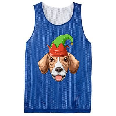 Beagle Elf Hat Christmas Beagle Gift Mesh Reversible Basketball Jersey Tank