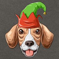 Beagle Elf Hat Christmas Beagle Gift Cotton Canvas Backpack