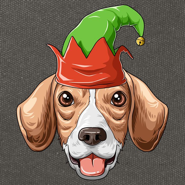 Beagle Elf Hat Christmas Beagle Gift Cotton Canvas Backpack