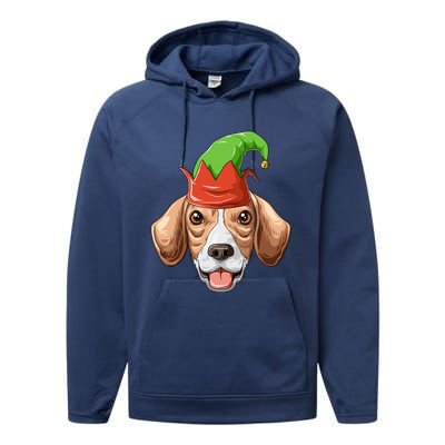 Beagle Elf Hat Christmas Beagle Gift Performance Fleece Hoodie