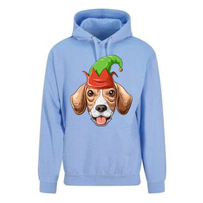 Beagle Elf Hat Christmas Beagle Gift Unisex Surf Hoodie