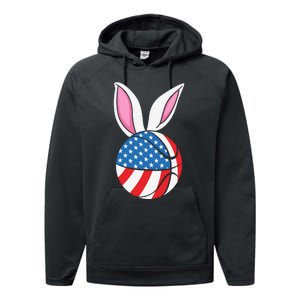 Basketball Easter Happy Easter Day Funny Easter Ears Bunny Performance Fleece Hoodie