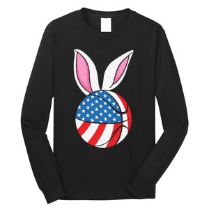 Basketball Easter Happy Easter Day Funny Easter Ears Bunny Long Sleeve Shirt