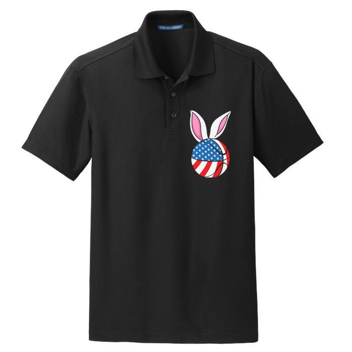 Basketball Easter Happy Easter Day Funny Easter Ears Bunny Dry Zone Grid Polo