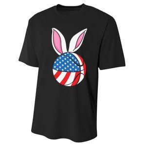 Basketball Easter Happy Easter Day Funny Easter Ears Bunny Performance Sprint T-Shirt