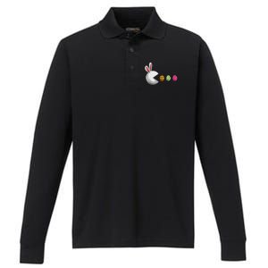 Bunny Egg Hunt Gamer Happy Easter Day Performance Long Sleeve Polo