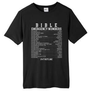 Bible Emergency Hotline Numbers Funny Christian Family Jesus Tall Fusion ChromaSoft Performance T-Shirt