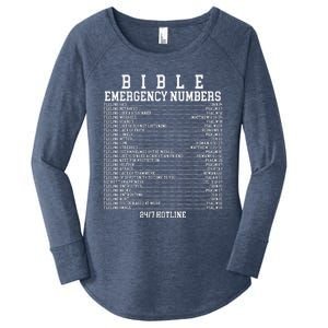 Bible Emergency Hotline Numbers Funny Christian Family Jesus Women's Perfect Tri Tunic Long Sleeve Shirt