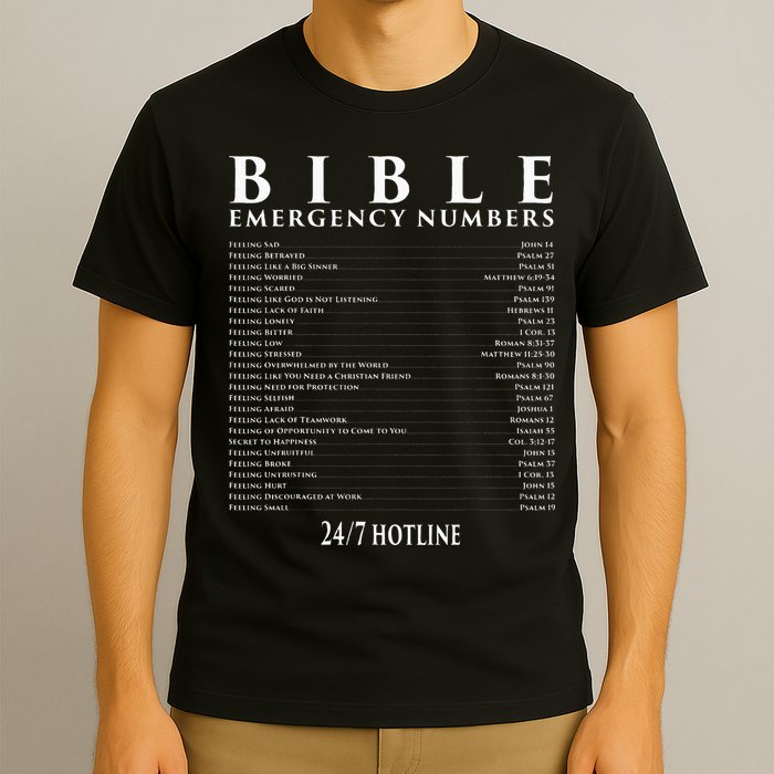 Bible Emergency Hotline Numbers Cool Christian T-Shirt