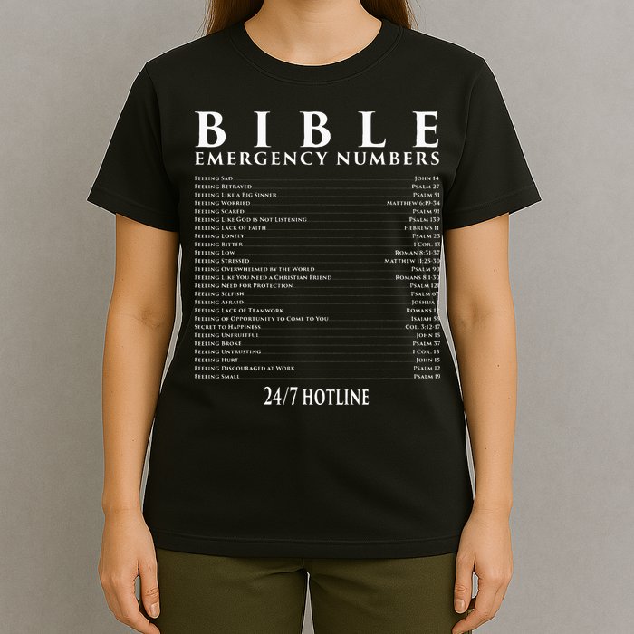 Bible Emergency Hotline Numbers Cool Christian T-Shirt