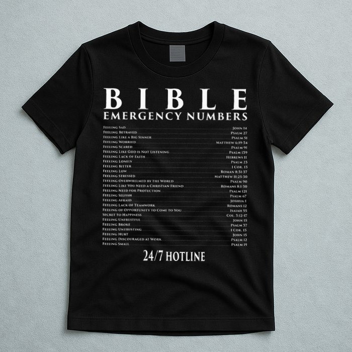 Bible Emergency Hotline Numbers Cool Christian T-Shirt