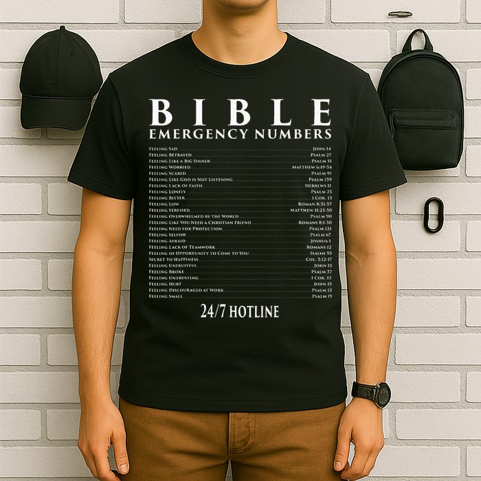 Bible Emergency Hotline Numbers Cool Christian T-Shirt
