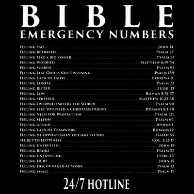 Bible Emergency Hotline Numbers Cool Christian T-Shirt
