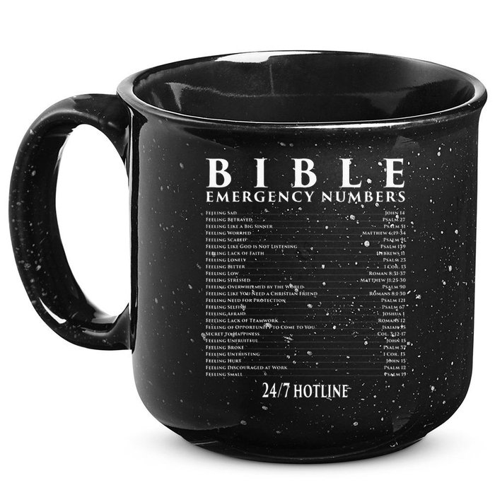 Bible Emergency Hotline Numbers Cool Christian 15oz Campfire Ceramic Mug