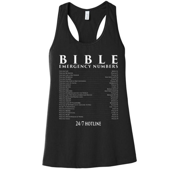 Bible Emergency Hotline Numbers Cool Christian Women's Racerback Tank