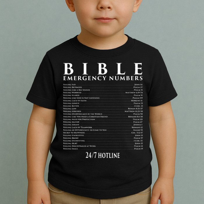 Bible Emergency Hotline Numbers Cool Christian Toddler T-Shirt