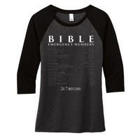 Bible Emergency Hotline Numbers Cool Christian Women's Tri-Blend 3/4-Sleeve Raglan Shirt