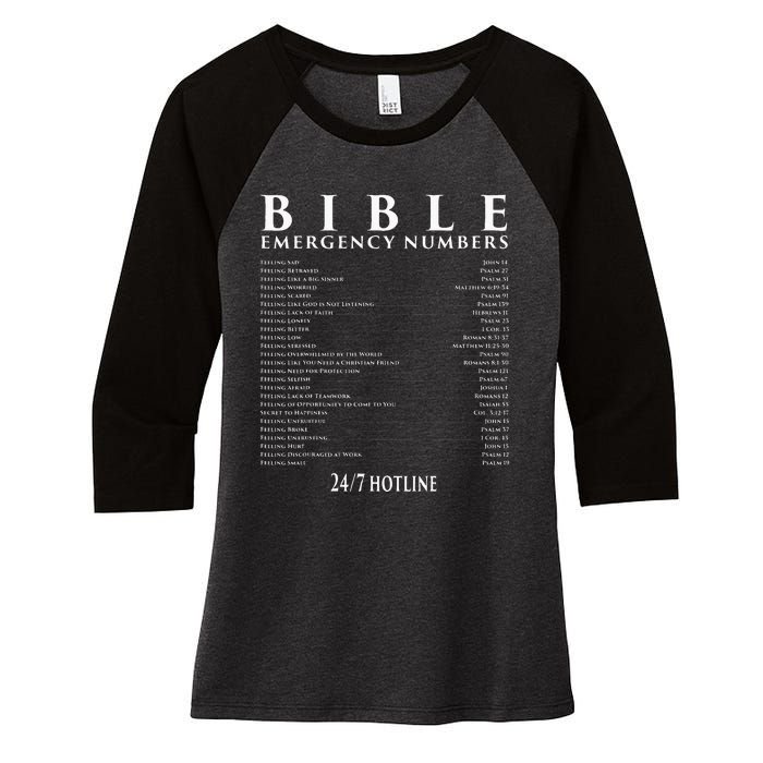 Bible Emergency Hotline Numbers Cool Christian Women's Tri-Blend 3/4-Sleeve Raglan Shirt