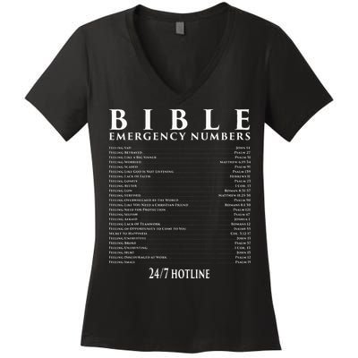 Bible Emergency Hotline Numbers Cool Christian Women's V-Neck T-Shirt